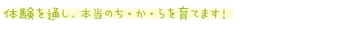 体験を通し、本当のち・か・らを育てます！