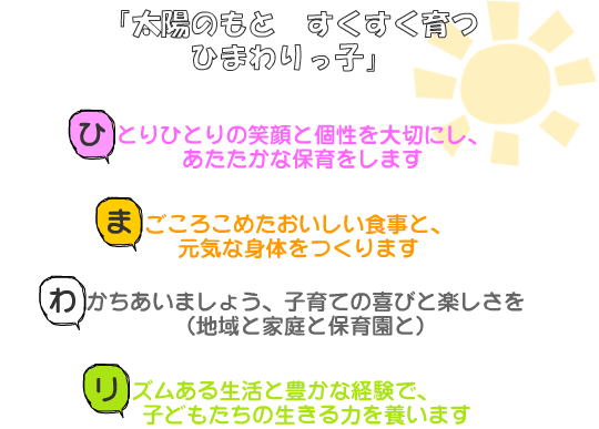 太陽のもと　すくすく育つ　ひまわりっ子