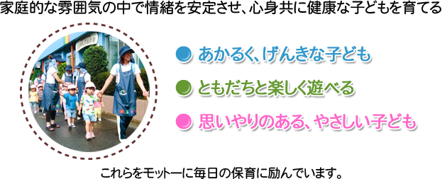 あかるく、げんきな子ども　ともだちと楽しく遊べる　思いやりのある、やさしい子ども