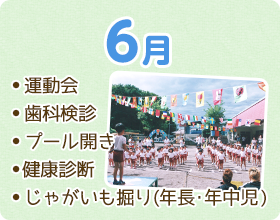 運動会　歯科検診 プール開き 健康診断 じゃがいも掘り(年長・年中児)